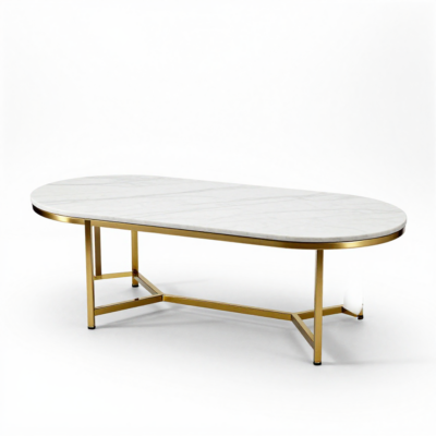 WOLTU Salontafel Ovaal Wit Marmer Effect